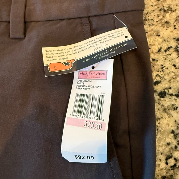 NWT Vineyard Vines Performance Pants Dark Night - 32x30 - Picture 3 of 7